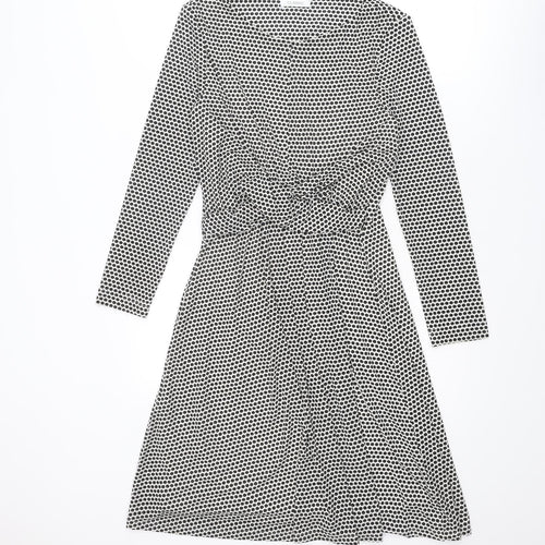 Classic Womens Black Polka Dot Polyester Trapeze & Swing Size 10 Round Neck Pullover
