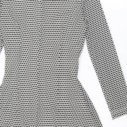 Classic Womens Black Polka Dot Polyester Trapeze & Swing Size 10 Round Neck Pullover