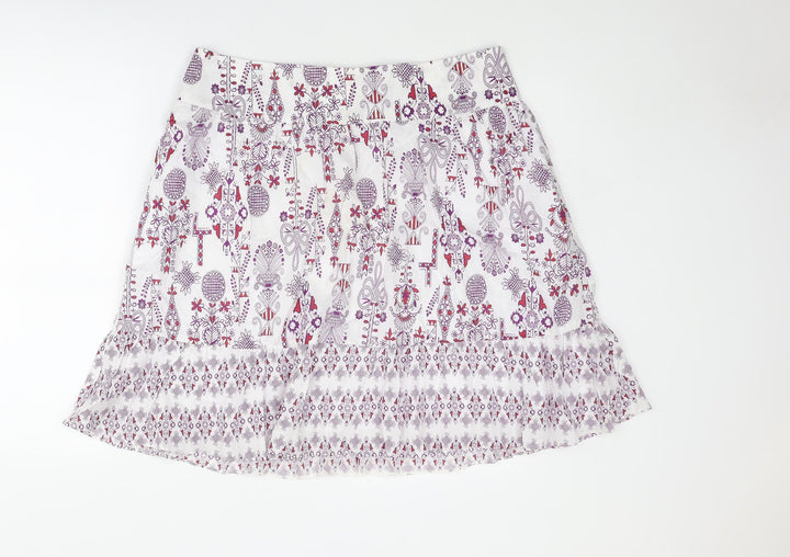 H&M Womens Multicoloured Geometric Cotton Skater Skirt Size 16 Zip