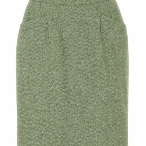 Marcelle Griffon Womens Green Herringbone Acrylic A-Line Skirt Size 28 in Zip
