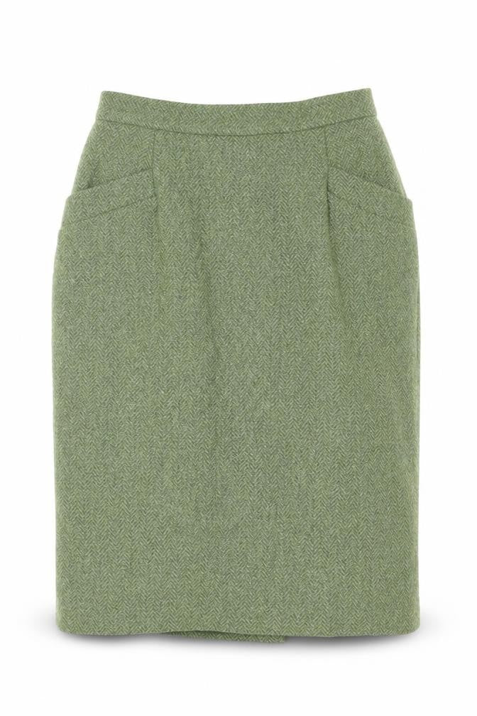 Marcelle Griffon Womens Green Herringbone Acrylic A-Line Skirt Size 28 in Zip