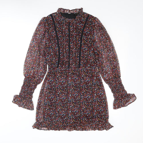 Mystic Threads Womens Multicoloured Floral Polyester A-Line Size XS Round Neck Zip