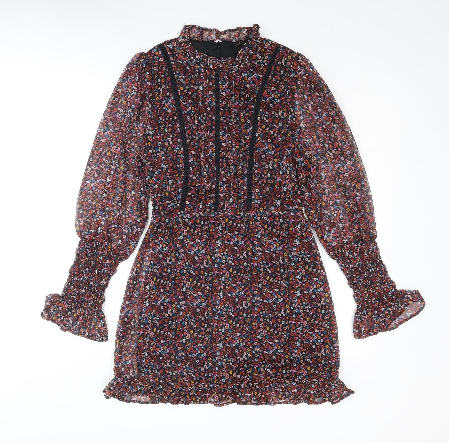 Mystic Threads Womens Multicoloured Floral Polyester A-Line Size XS Round Neck Zip