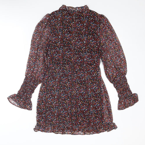 Mystic Threads Womens Multicoloured Floral Polyester A-Line Size XS Round Neck Zip