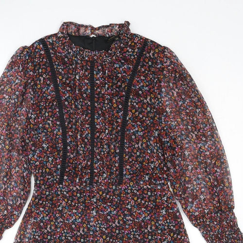 Mystic Threads Womens Multicoloured Floral Polyester A-Line Size XS Round Neck Zip