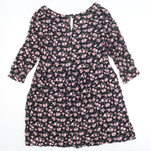 Divided by H&M Womens Multicoloured Floral Viscose A-Line Size 6 Scoop Neck Buckle