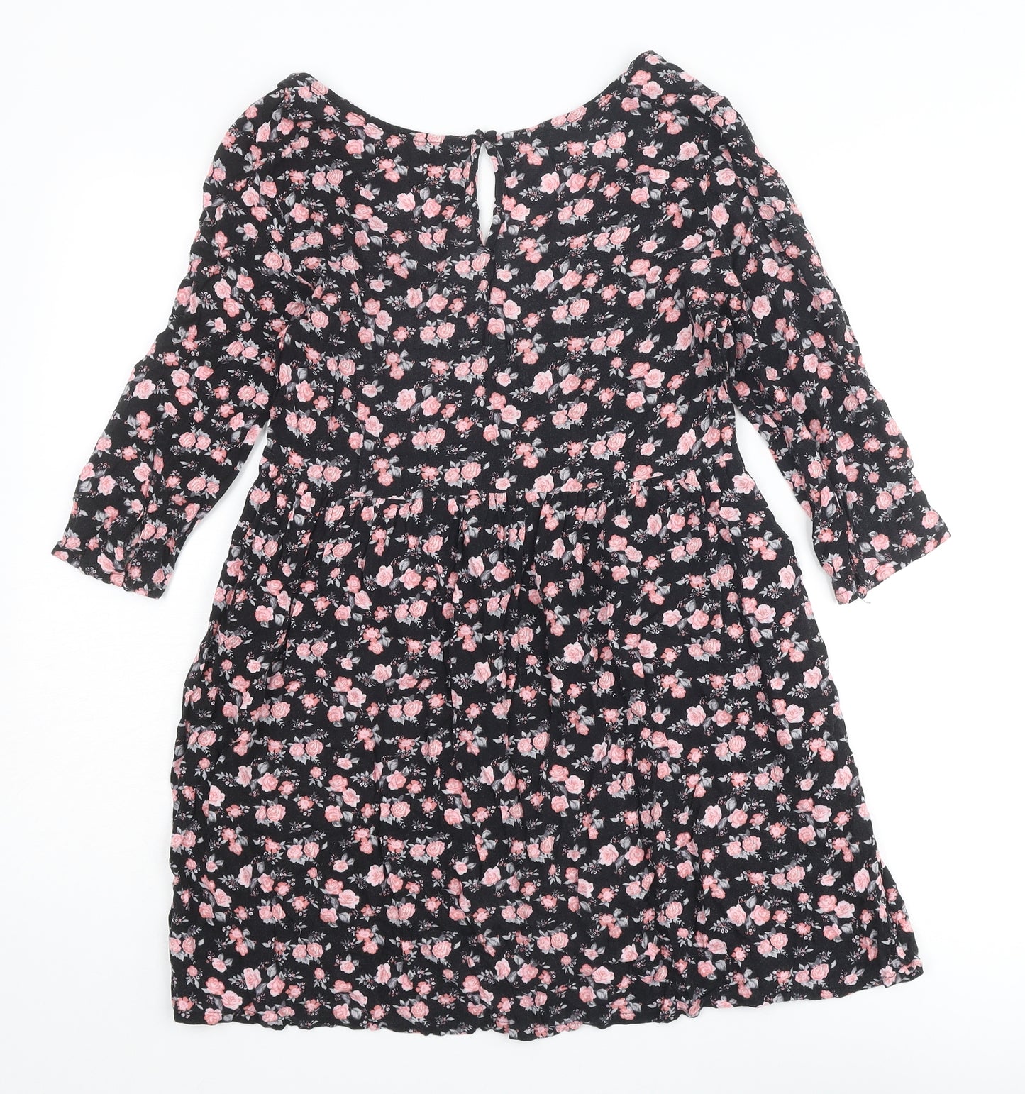 Divided by H&M Womens Multicoloured Floral Viscose A-Line Size 6 Scoop Neck Buckle