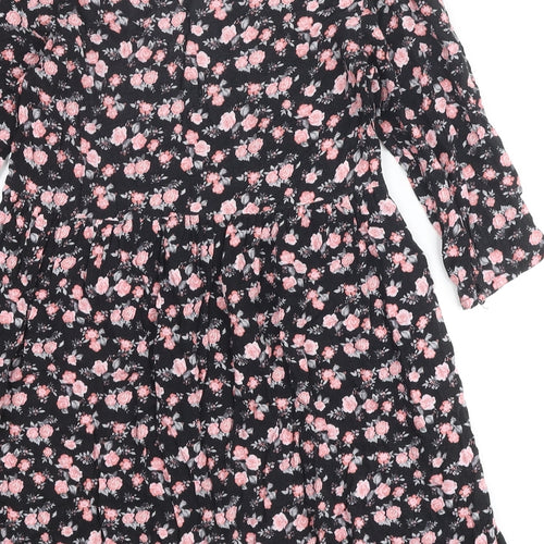 Divided by H&M Womens Multicoloured Floral Viscose A-Line Size 6 Scoop Neck Buckle