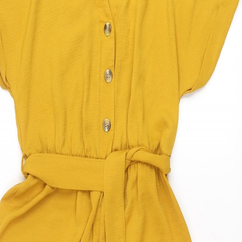 New Look Womens Yellow Polyester Jumpsuit One-Piece Size 12 Button