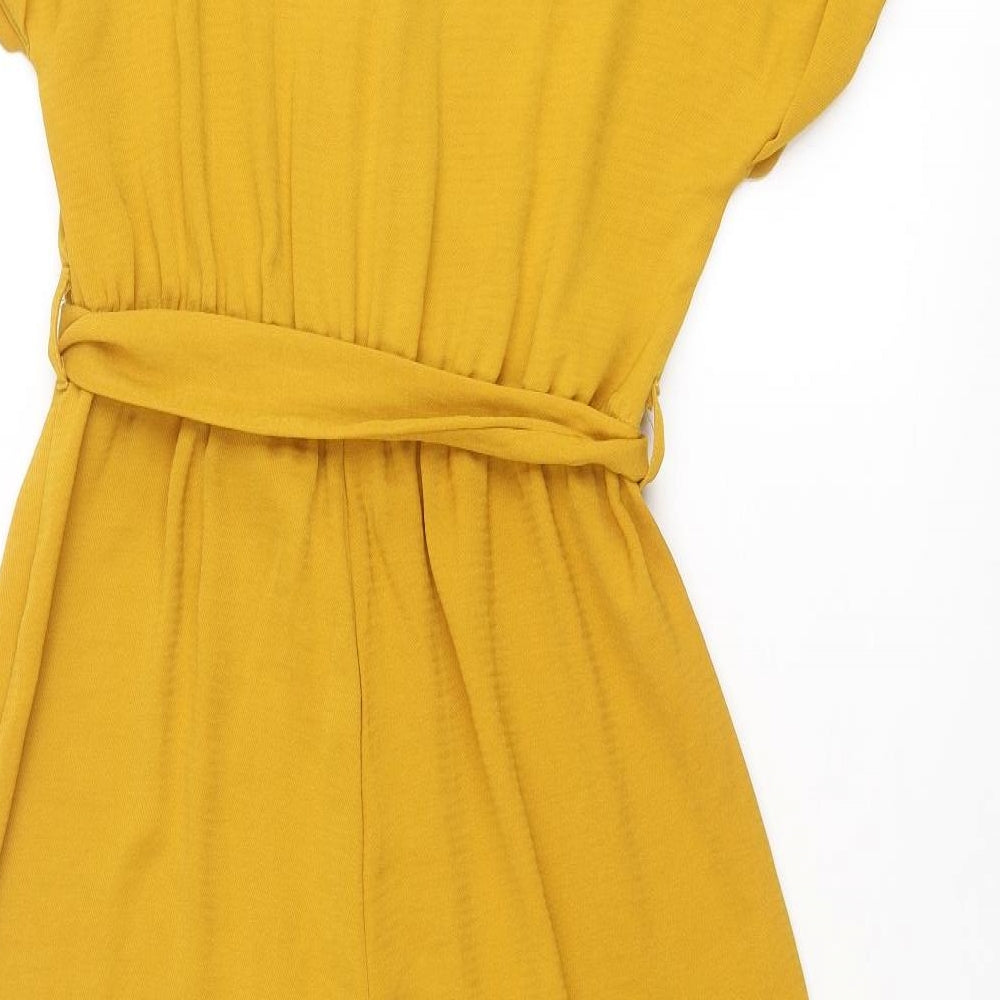 New Look Womens Yellow Polyester Jumpsuit One-Piece Size 12 Button