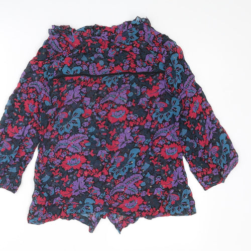 Monsoon Womens Multicoloured Floral Viscose Basic Blouse Size 8 Round Neck
