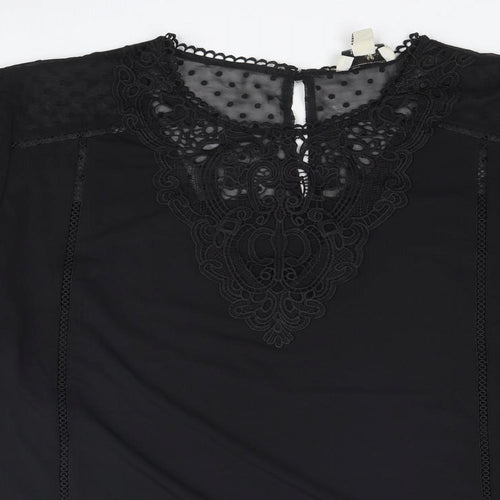 Love & Roses Womens Black Polyester Basic Blouse Size 20 Round Neck - Mesh Sleeve