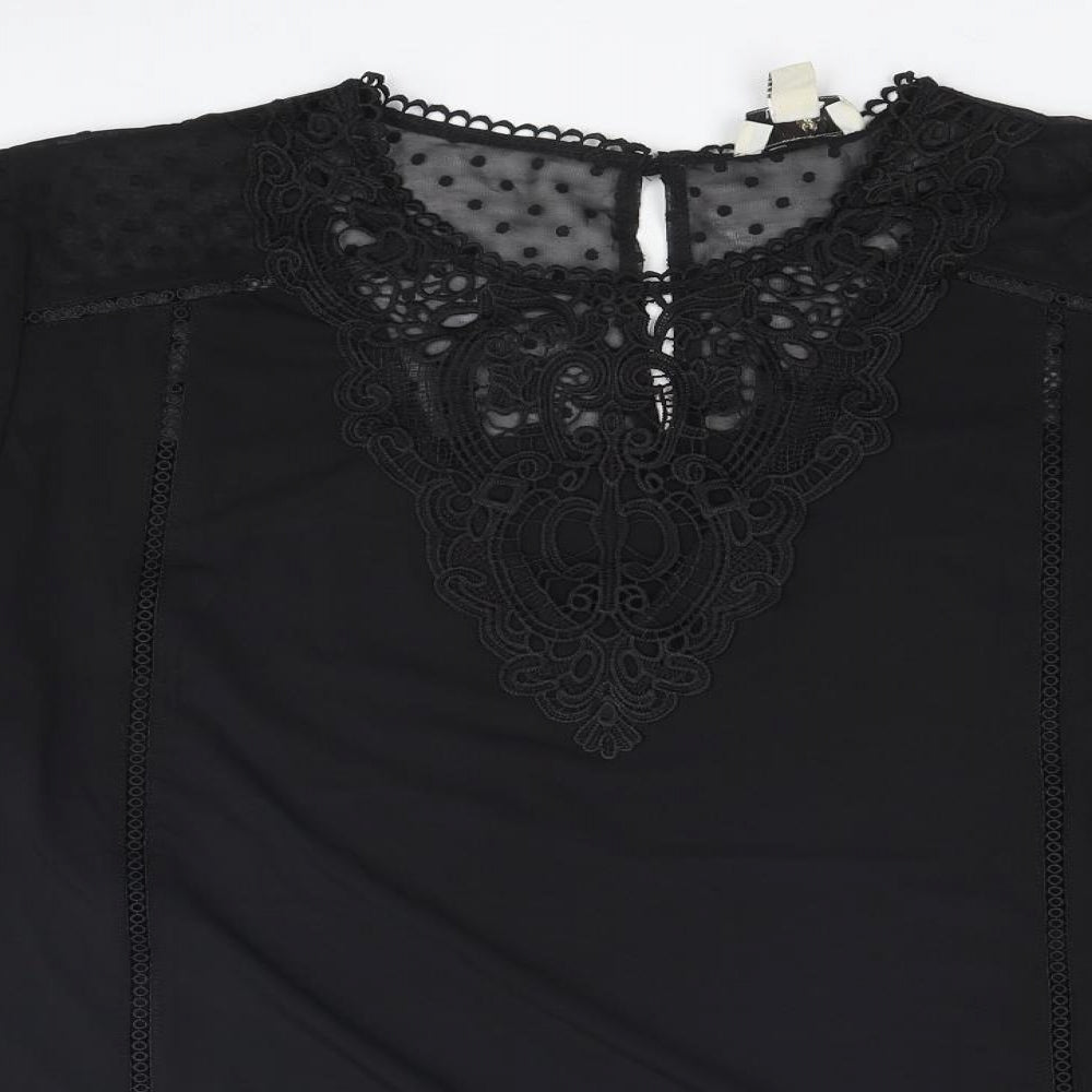 Love & Roses Womens Black Polyester Basic Blouse Size 20 Round Neck - Mesh Sleeve