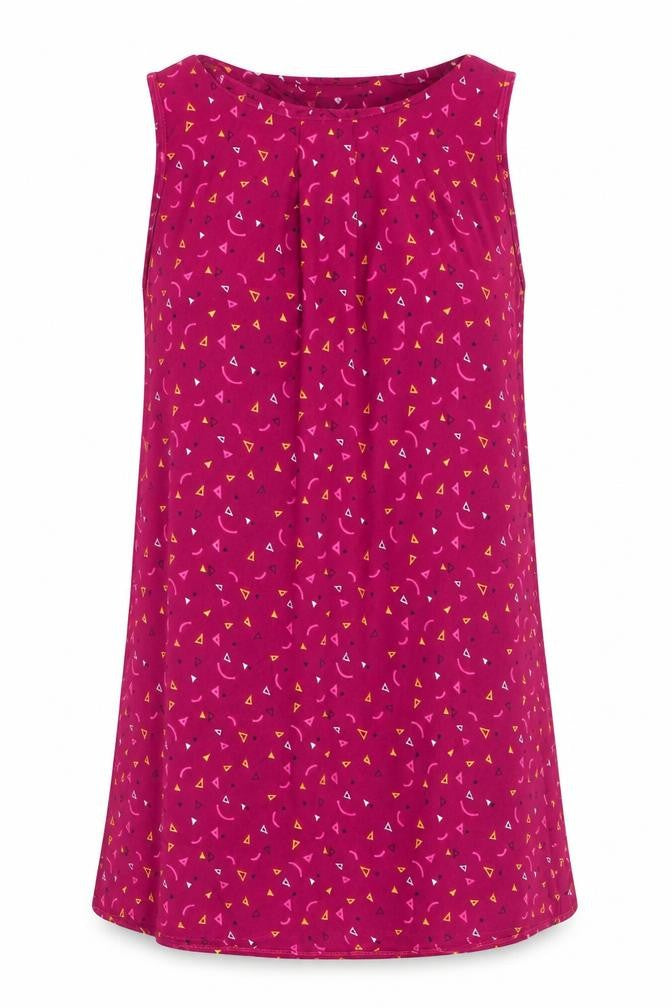 Mela Loves London Womens Purple Geometric Polyester A-Line Size 10 Round Neck Pullover