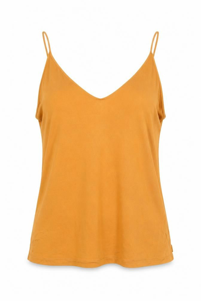 Front view of H&M women’s orange viscose camisole tank, size S, v-neck