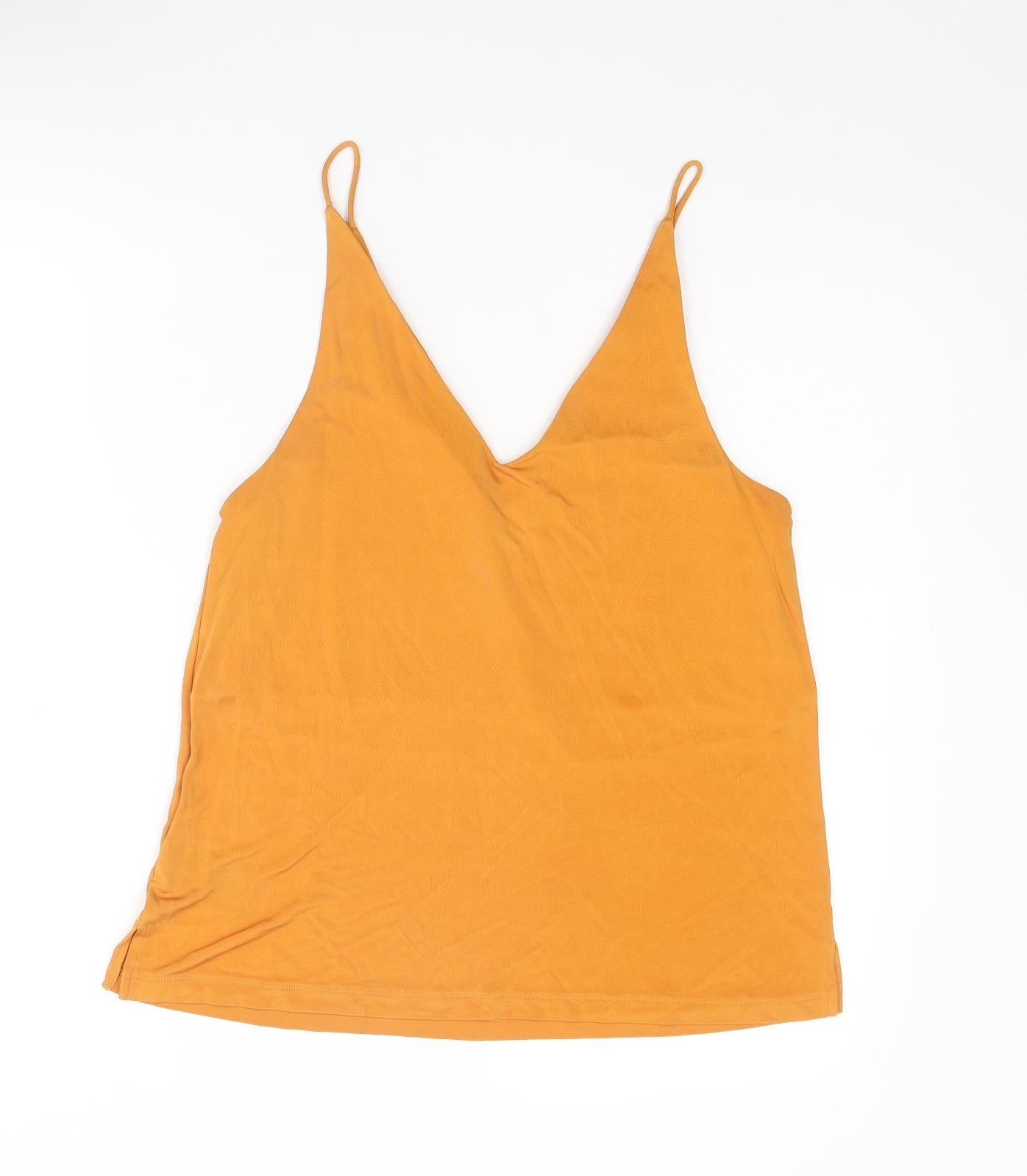 H&M Womens Orange Viscose Camisole Tank Size S V-Neck
