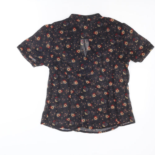 Jasper Conran Womens Multicoloured Floral Polyester Basic Button-Up Size 14 V-Neck