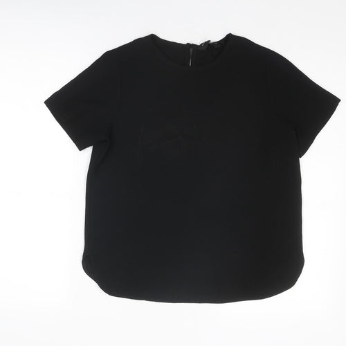 Dorothy Perkins Womens Black Polyester Basic T-Shirt Size 10 Round Neck