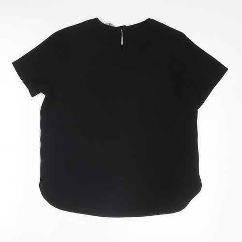 Dorothy Perkins Womens Black Polyester Basic T-Shirt Size 10 Round Neck