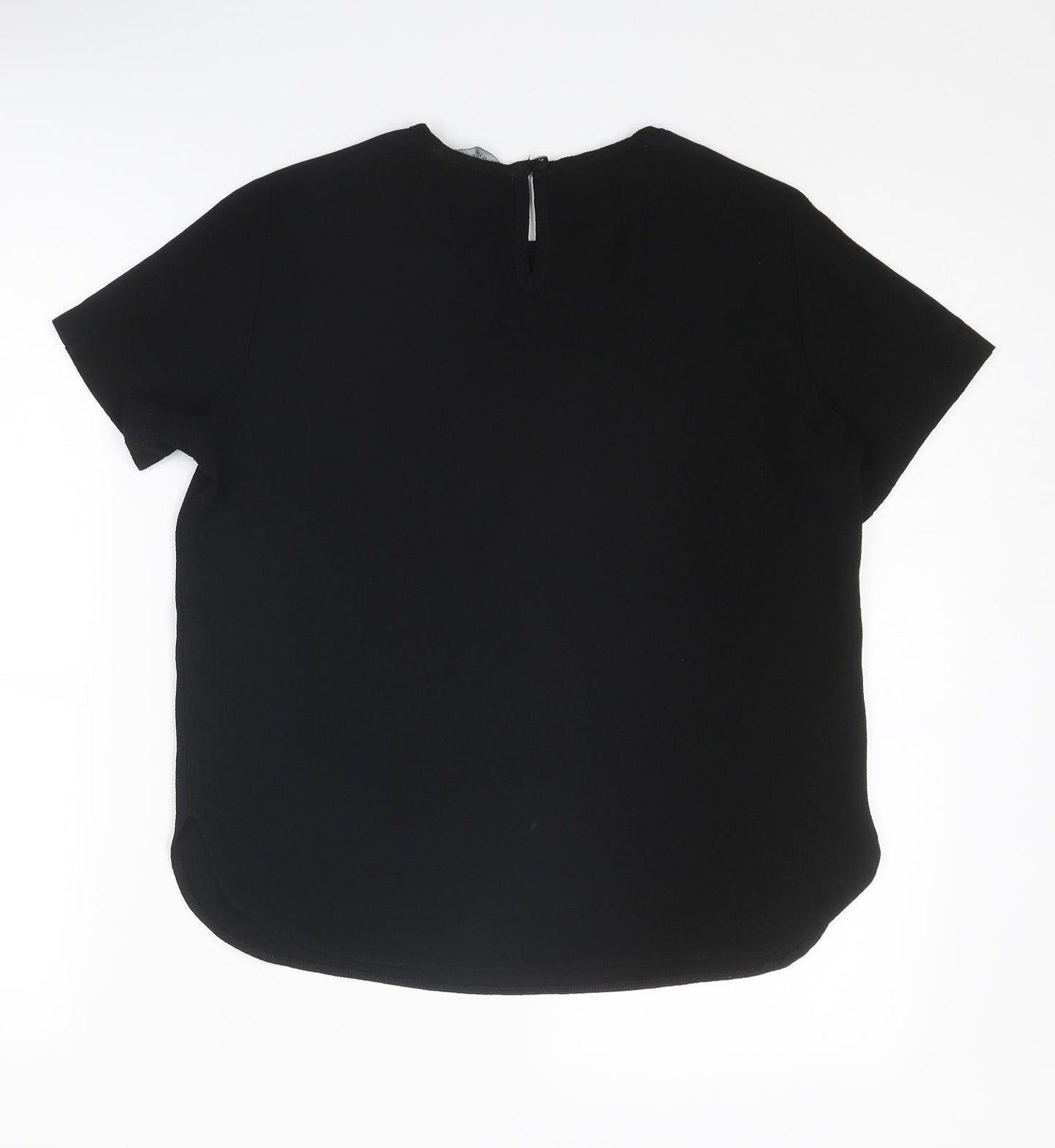 Dorothy Perkins Womens Black Polyester Basic T-Shirt Size 10 Round Neck