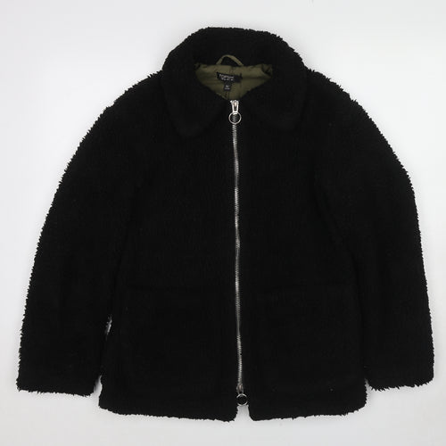 Topshop Womens Black Jacket Size 6 Zip - Teddy Bear Style