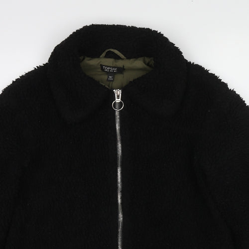 Topshop Womens Black Jacket Size 6 Zip - Teddy Bear Style