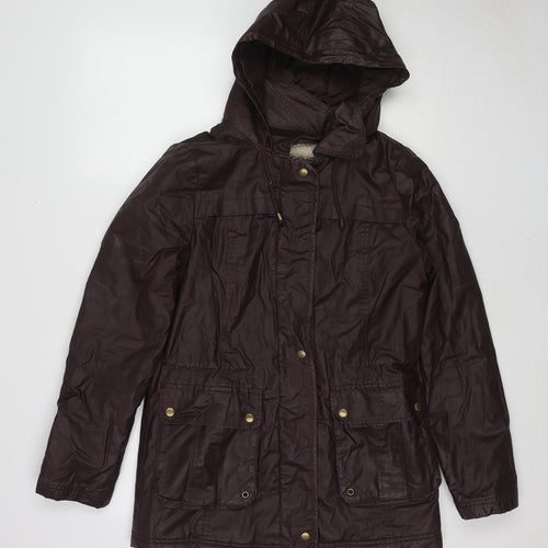 Marks and Spencer Womens Brown Parka Coat Size 8 Zip