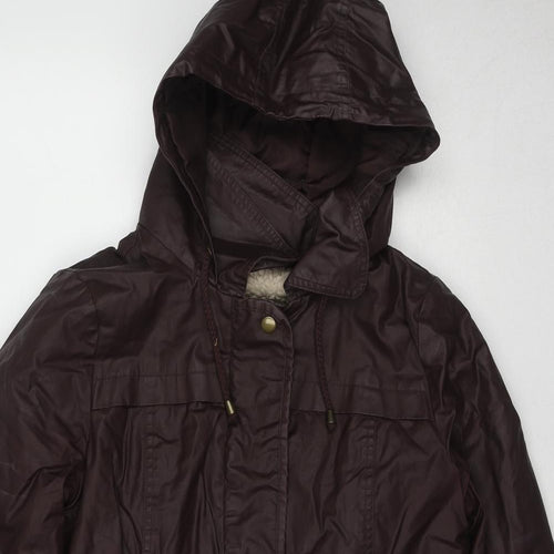 Marks and Spencer Womens Brown Parka Coat Size 8 Zip