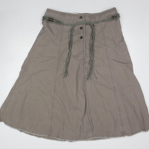 Marks and Spencer Womens Brown Cotton A-Line Skirt Size 18 Zip