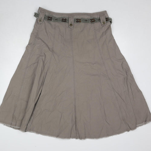 Marks and Spencer Womens Brown Cotton A-Line Skirt Size 18 Zip