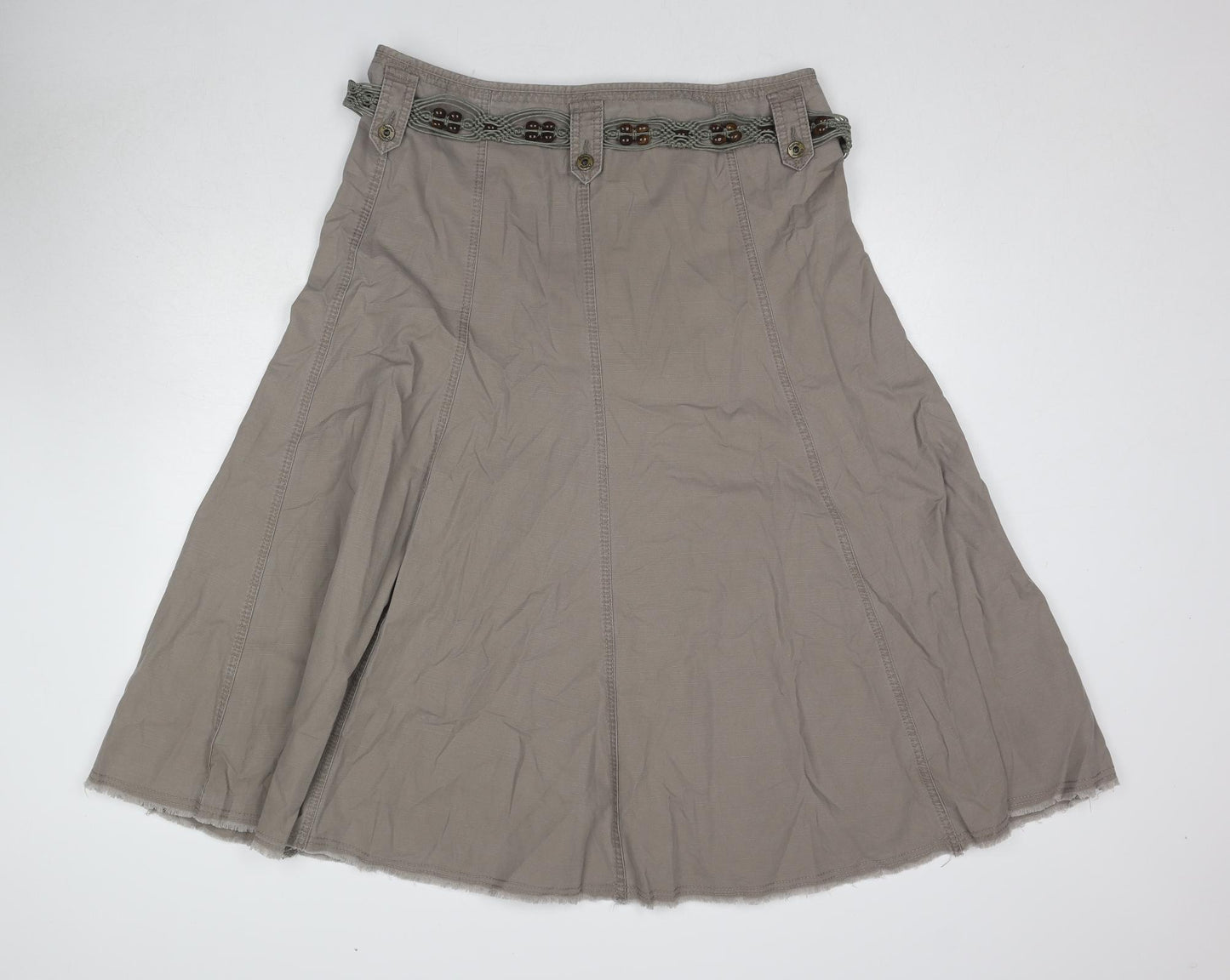 Marks and Spencer Womens Brown Cotton A-Line Skirt Size 18 Zip