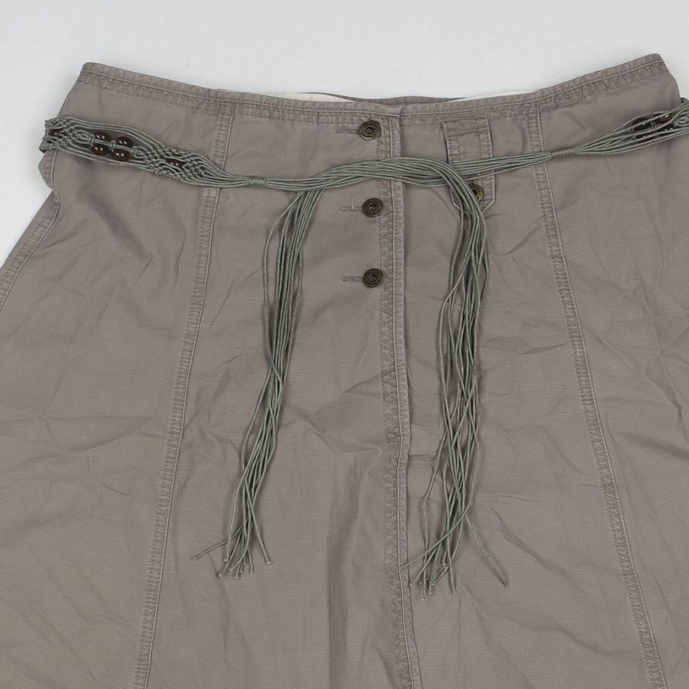 Marks and Spencer Womens Brown Cotton A-Line Skirt Size 18 Zip