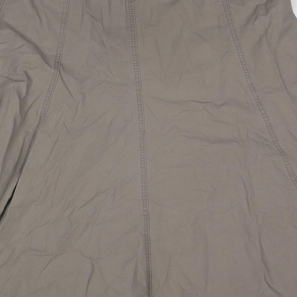 Marks and Spencer Womens Brown Cotton A-Line Skirt Size 18 Zip