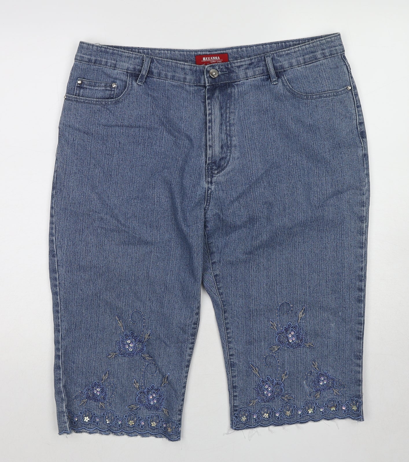 Maxanna Womens Blue Cotton Cropped Jeans Size 38 in Regular Zip