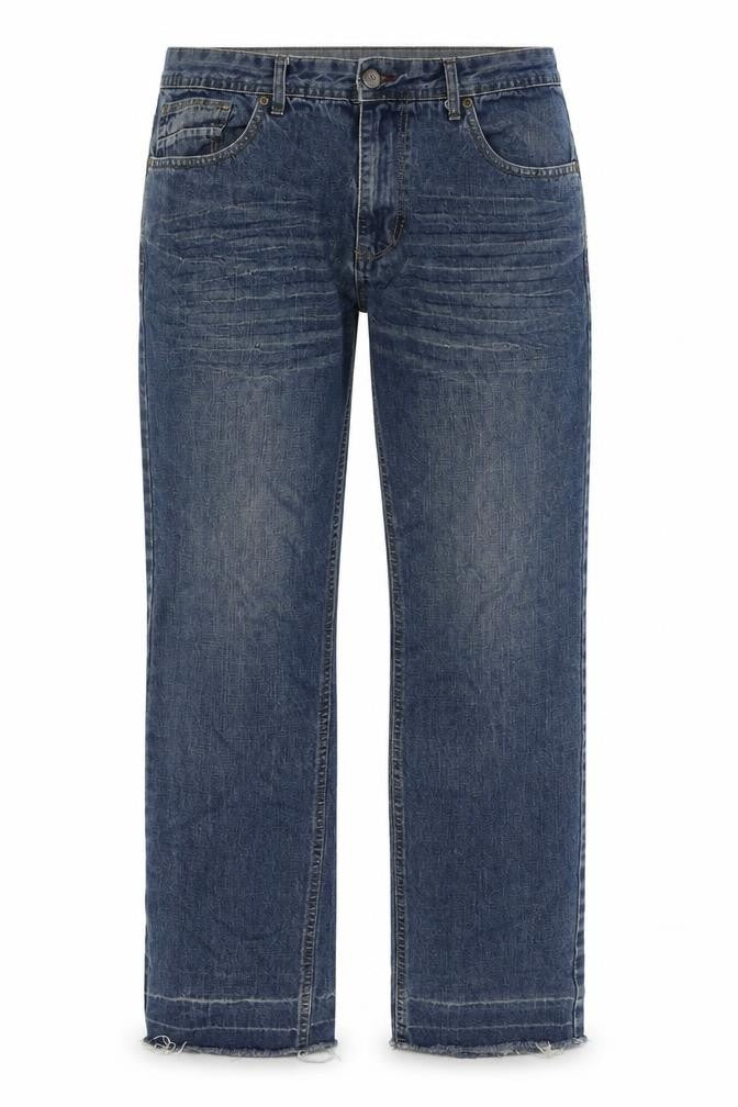 Front view of Boston Crew women’s blue cotton straight jeans, size UK 34, in regular zip