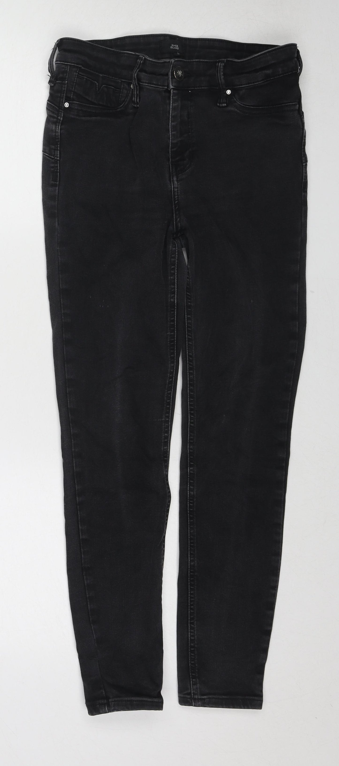 River Island Womens Black Cotton Skinny Jeans Size 12 Regular Zip