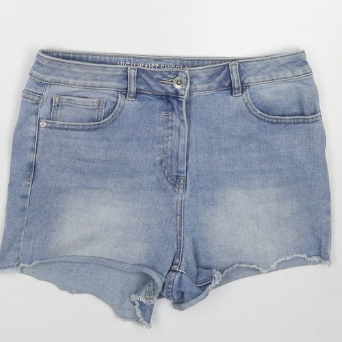 NEXT Womens Blue Cotton Hot Pants Shorts Size 12 Regular Zip