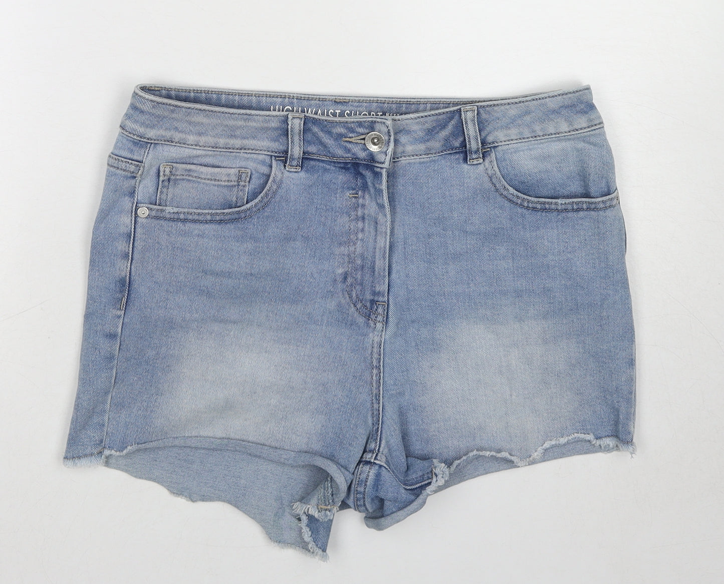 NEXT Womens Blue Cotton Hot Pants Shorts Size 12 Regular Zip