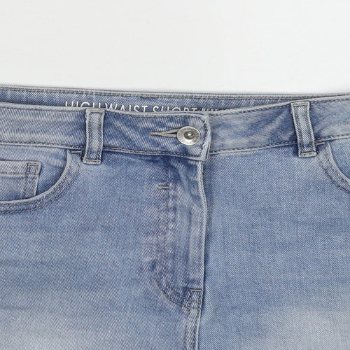 NEXT Womens Blue Cotton Hot Pants Shorts Size 12 Regular Zip