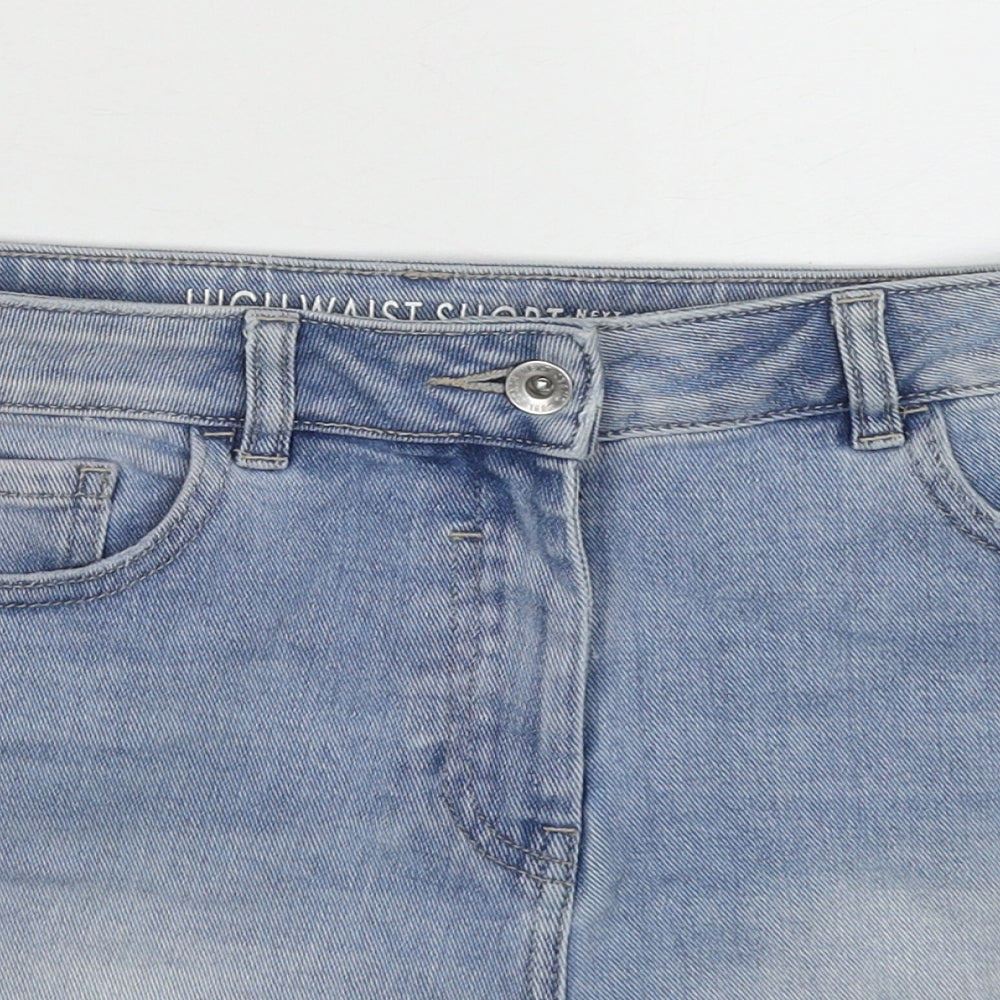 NEXT Womens Blue Cotton Hot Pants Shorts Size 12 Regular Zip