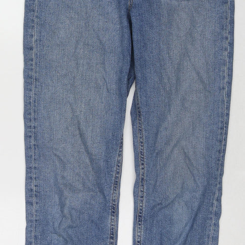 ASOS Womens Blue Cotton Tapered Jeans Size 28 in L32 in Regular Zip - Frayed Hem