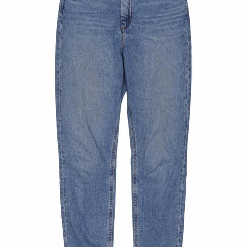 ASOS Womens Blue Cotton Tapered Jeans Size 28 in L32 in Regular Zip - Frayed Hem