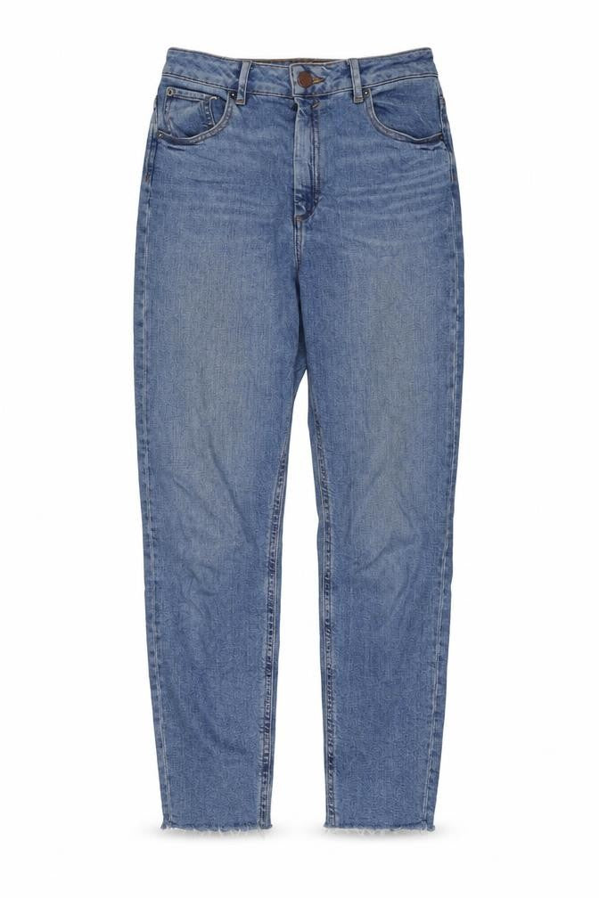 ASOS Womens Blue Cotton Tapered Jeans Size 28 in L32 in Regular Zip - Frayed Hem