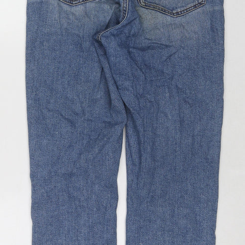 ASOS Womens Blue Cotton Tapered Jeans Size 28 in L32 in Regular Zip - Frayed Hem