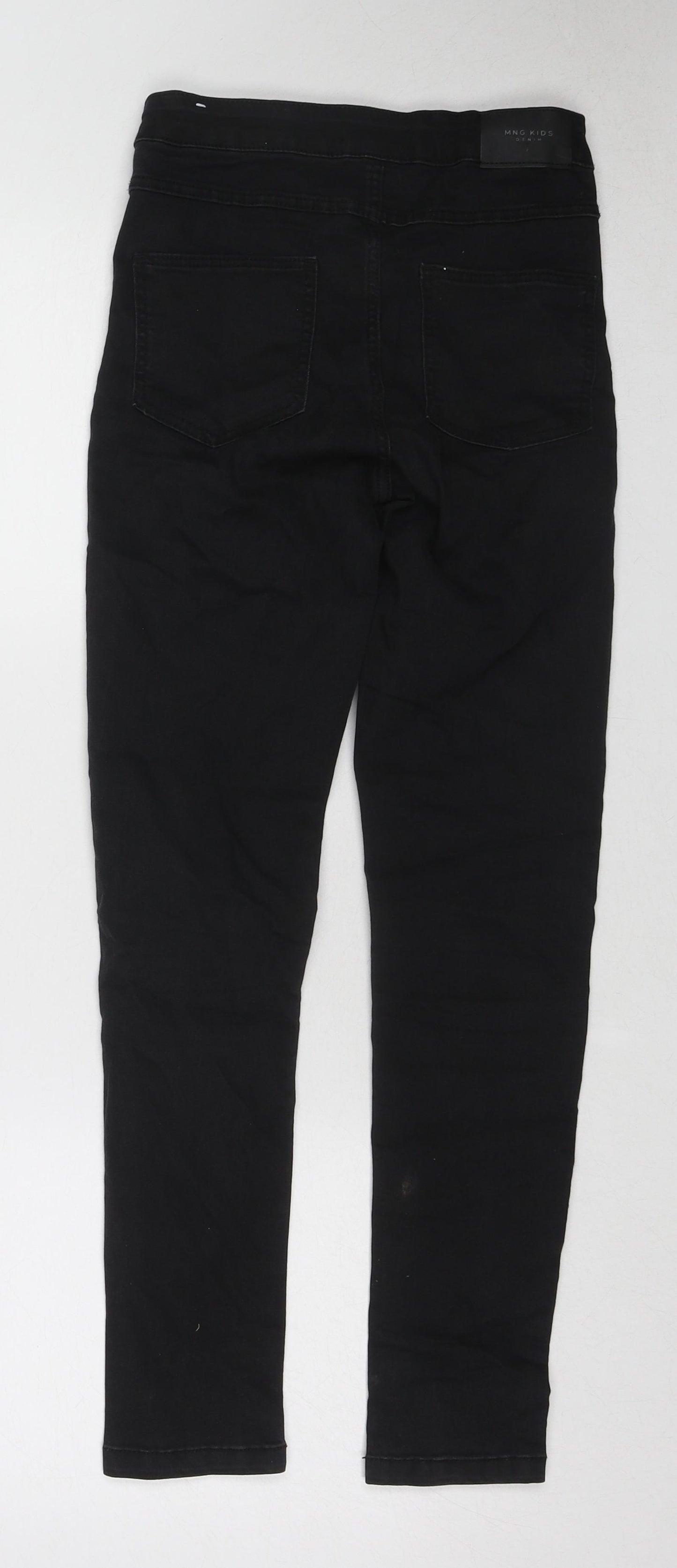 Mango Girls Black Cotton Skinny Jeans Size 11-12 Years Regular Zip