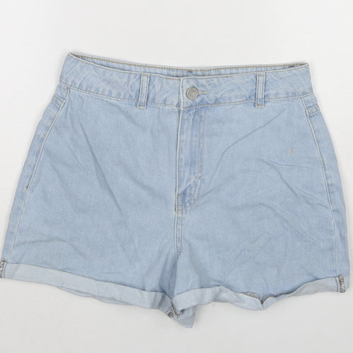 Boohoo Womens Blue Cotton Mom Shorts Size 8 Regular Zip