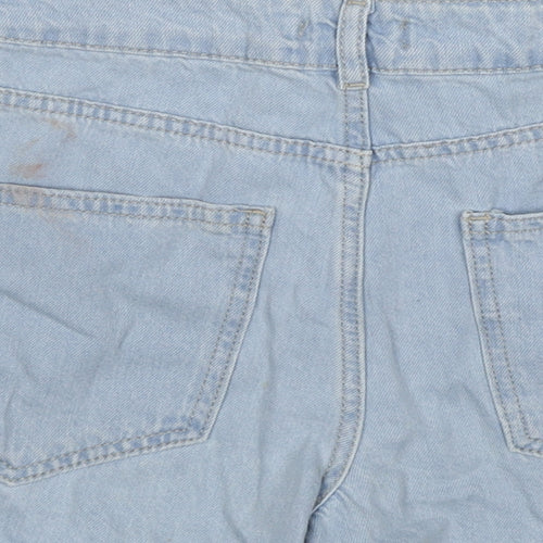 Boohoo Womens Blue Cotton Mom Shorts Size 8 Regular Zip