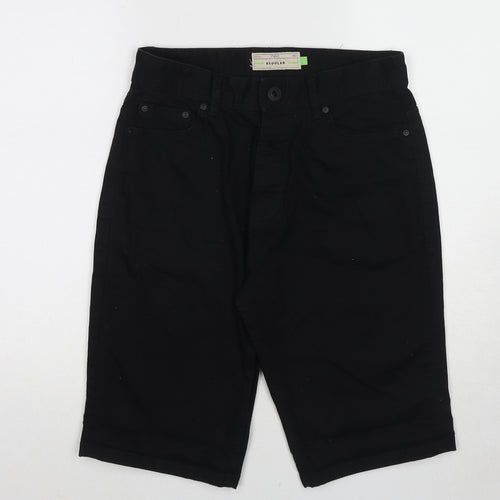 NEXT Mens Black Cotton Chino Shorts Size 30 in Regular Zip