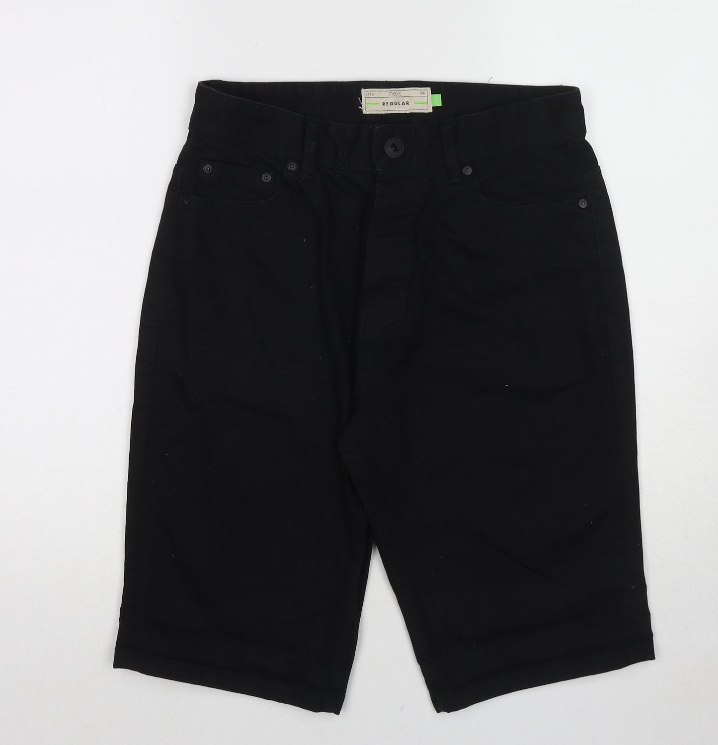 NEXT Mens Black Cotton Chino Shorts Size 30 in Regular Zip