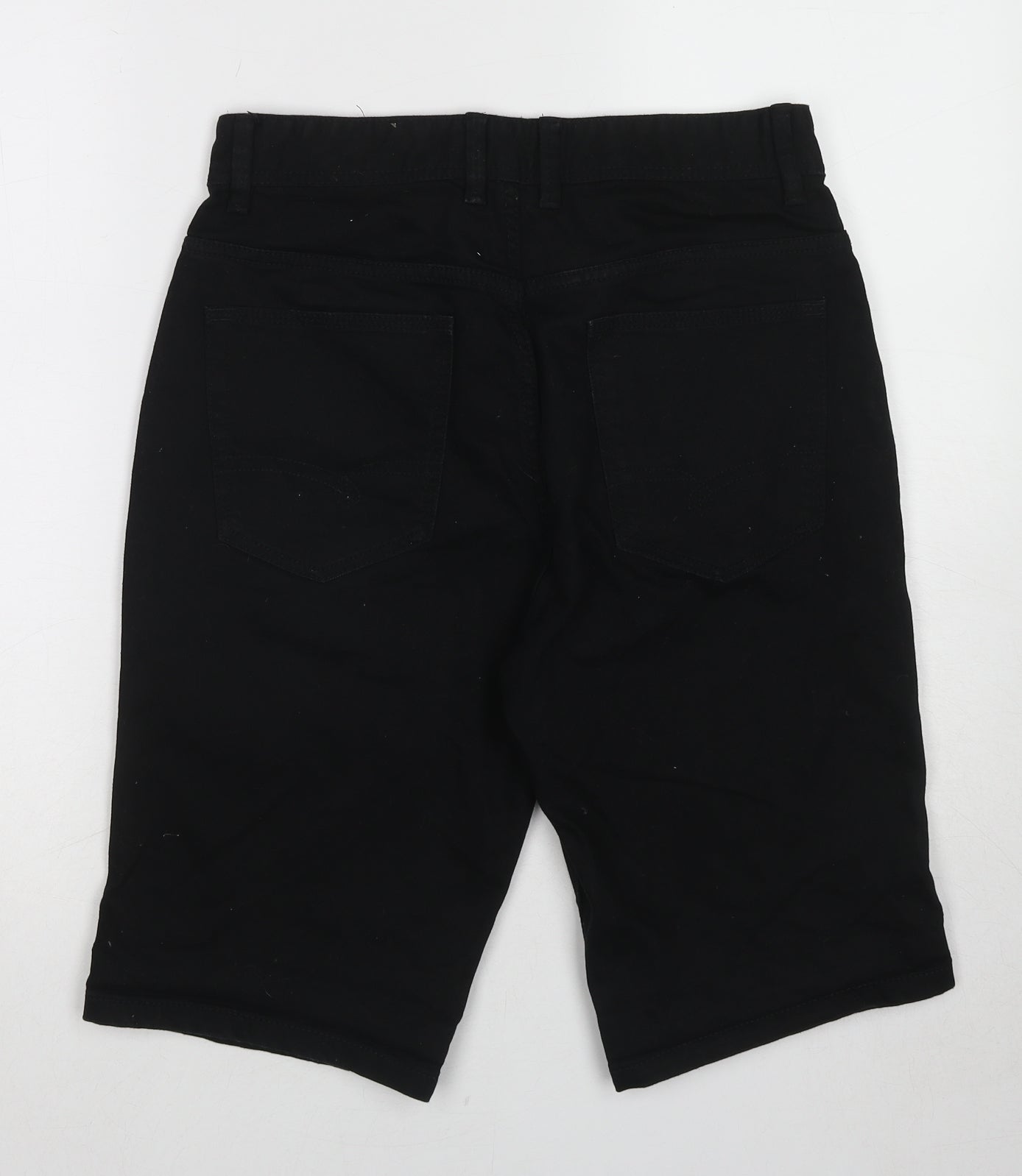 NEXT Mens Black Cotton Chino Shorts Size 30 in Regular Zip